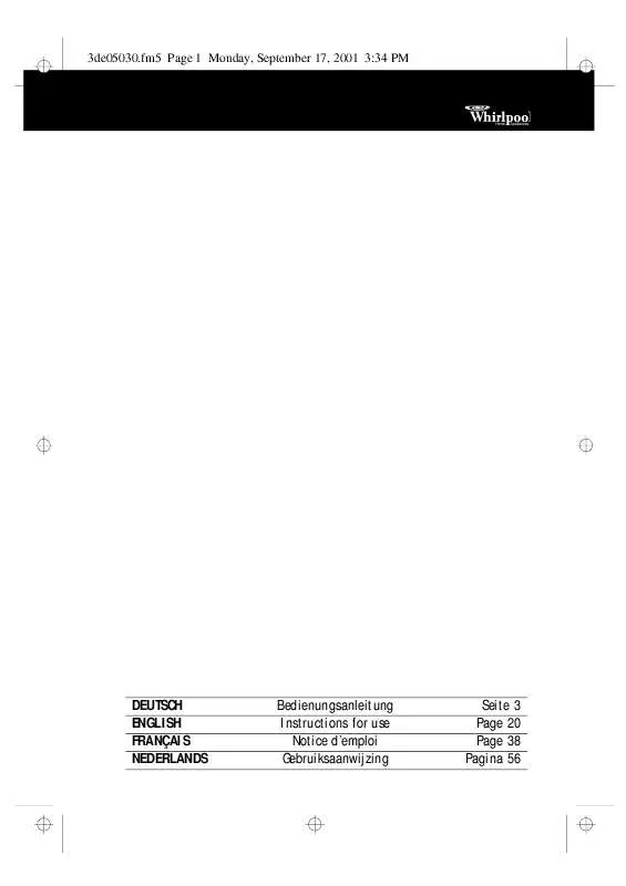 Mode d'emploi WHIRLPOOL AWM 6101