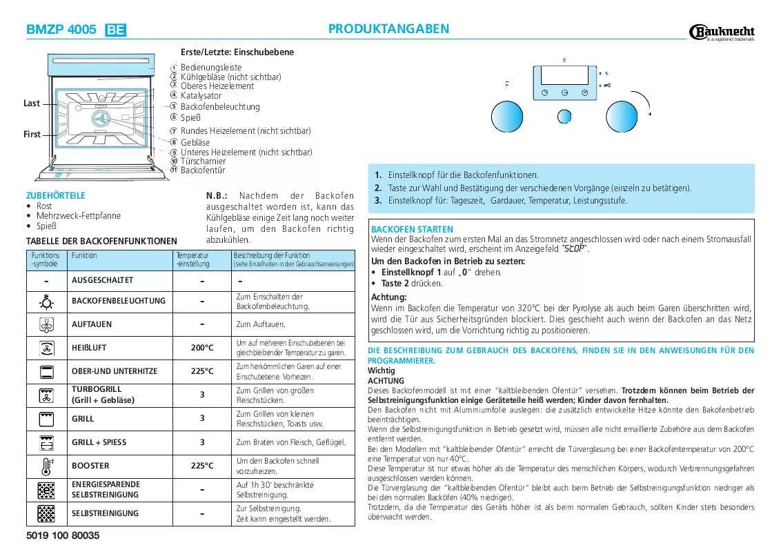 Mode d'emploi WHIRLPOOL BMZP 4005 IN