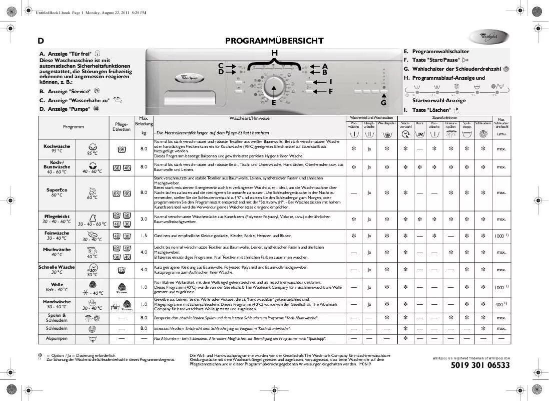 Mode d'emploi WHIRLPOOL DLC 8000