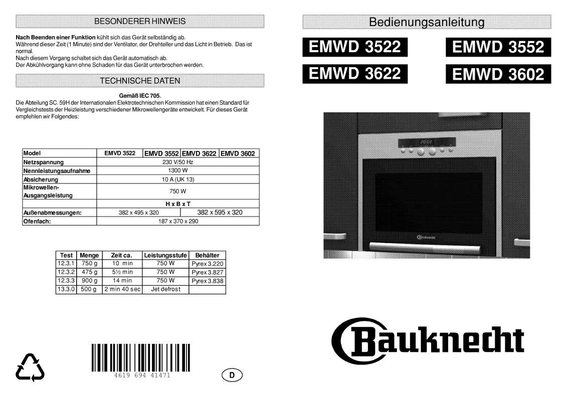 Mode d'emploi WHIRLPOOL EMWD 3522