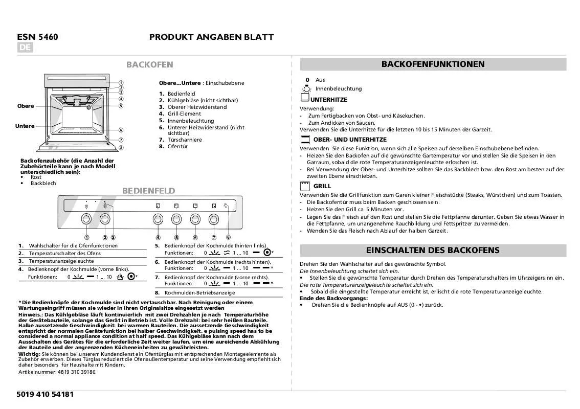 Mode d'emploi WHIRLPOOL ESN 5460 BR