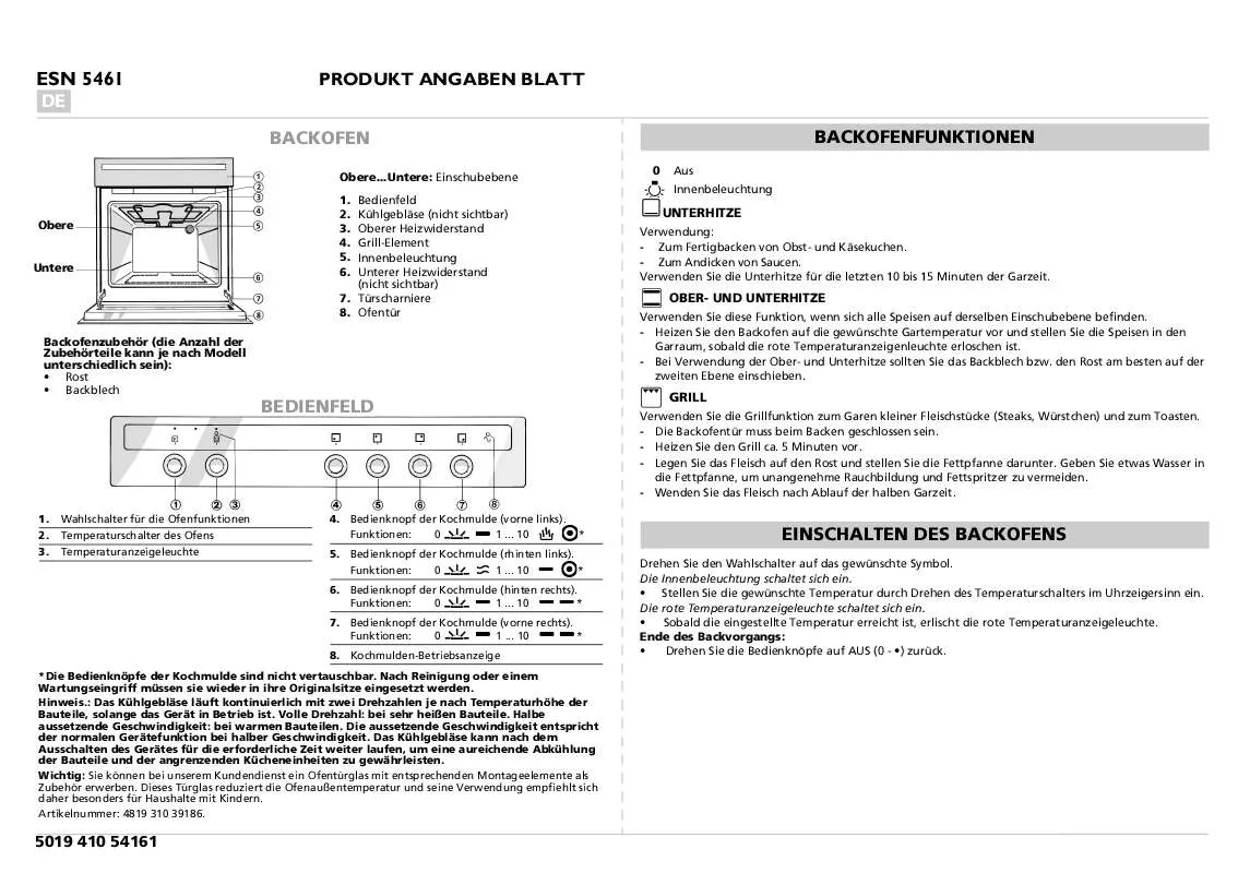 Mode d'emploi WHIRLPOOL ESN 5461 IN