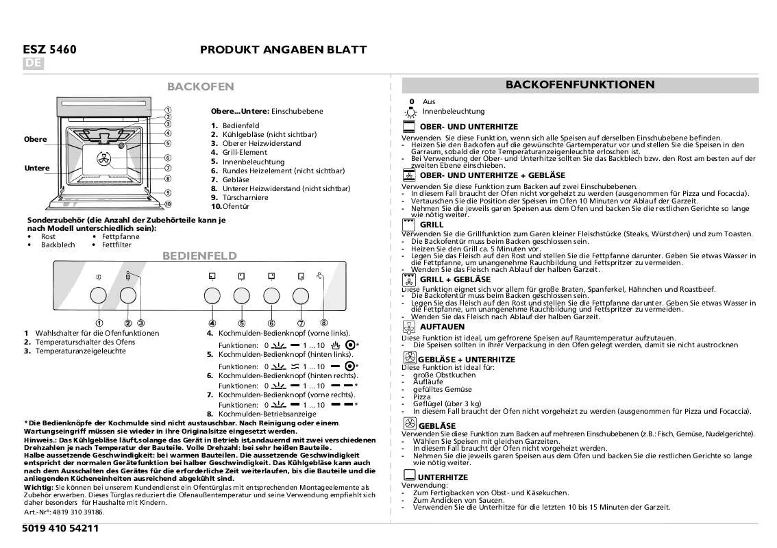 Mode d'emploi WHIRLPOOL ESZ 5460 AL