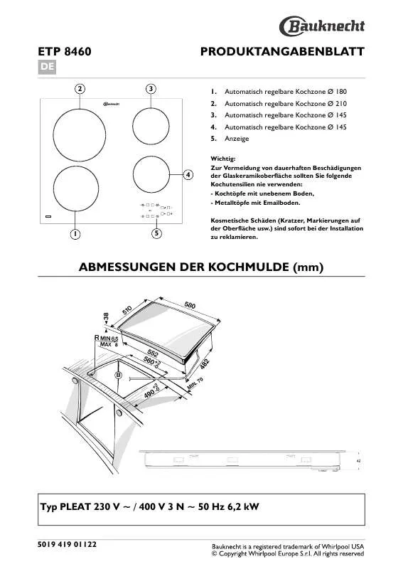 Mode d'emploi WHIRLPOOL ETP 8460/IN