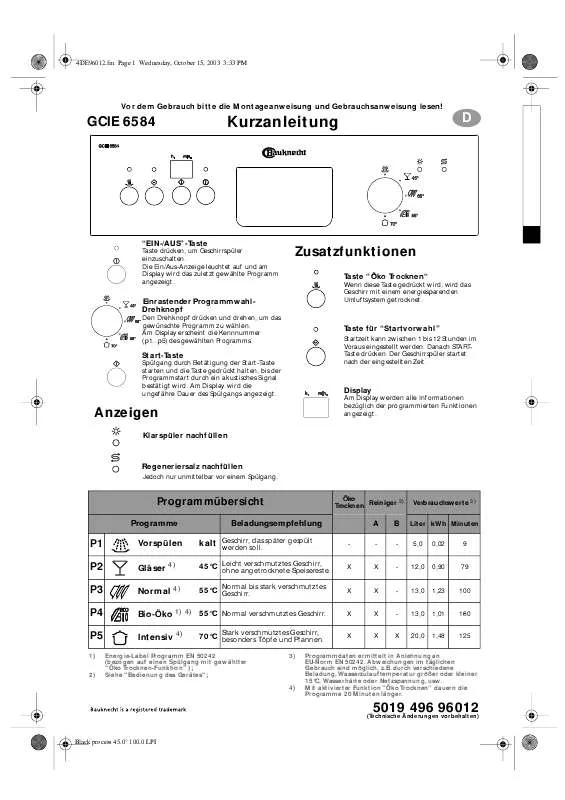 Mode d'emploi WHIRLPOOL GCIE 6584/1 AL