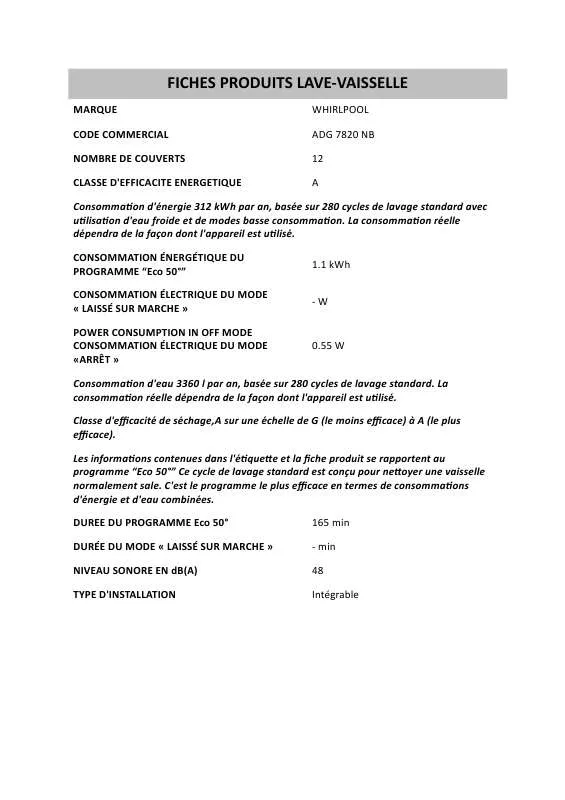 Mode d'emploi WHIRLPOOL GSFK 6140 F WS