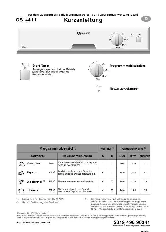 Mode d'emploi WHIRLPOOL GSI 4411 SW