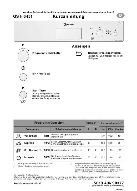 Mode d'emploi WHIRLPOOL GSIH 6451 IN