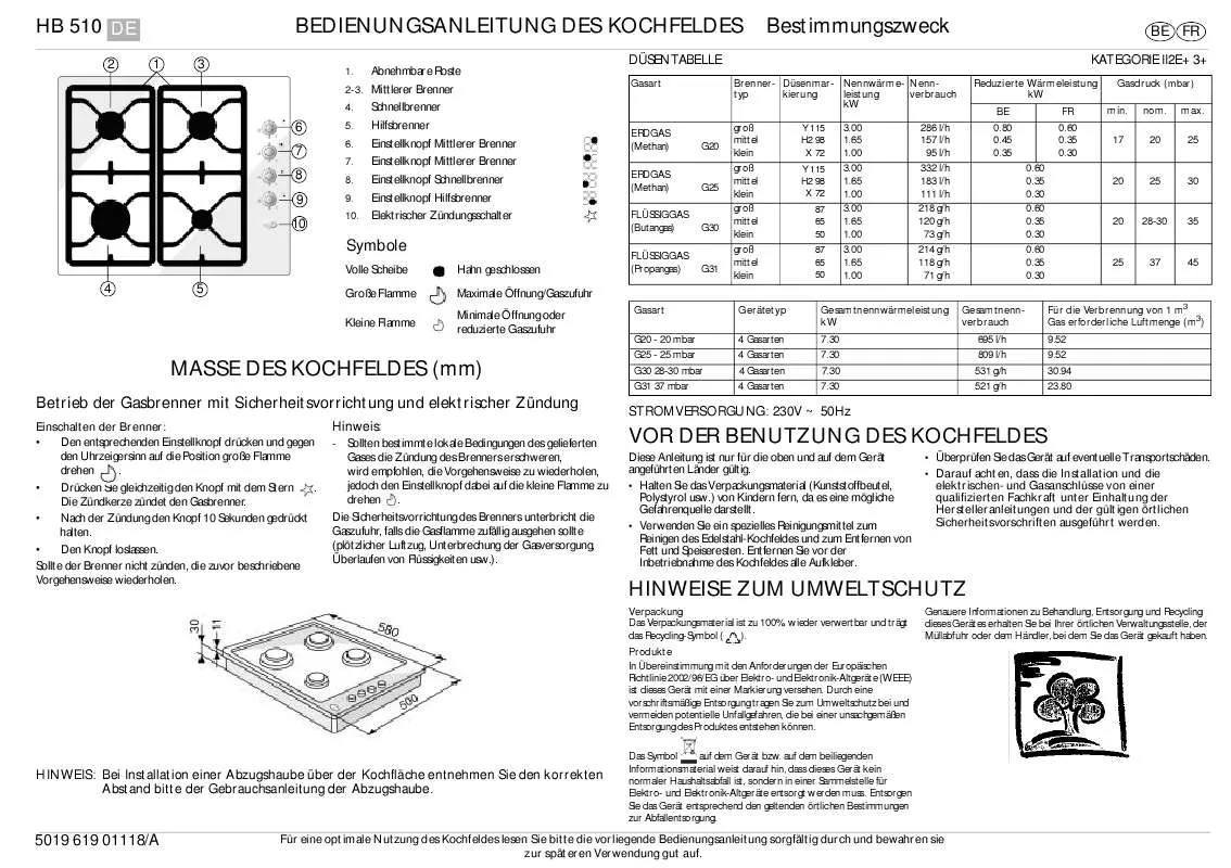 Mode d'emploi WHIRLPOOL HB 510 WF