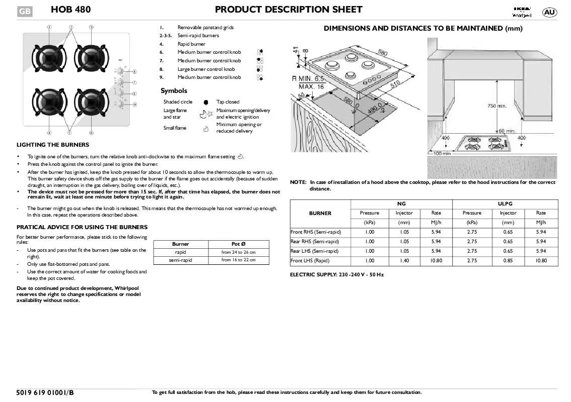 Mode d'emploi WHIRLPOOL HB D10 S