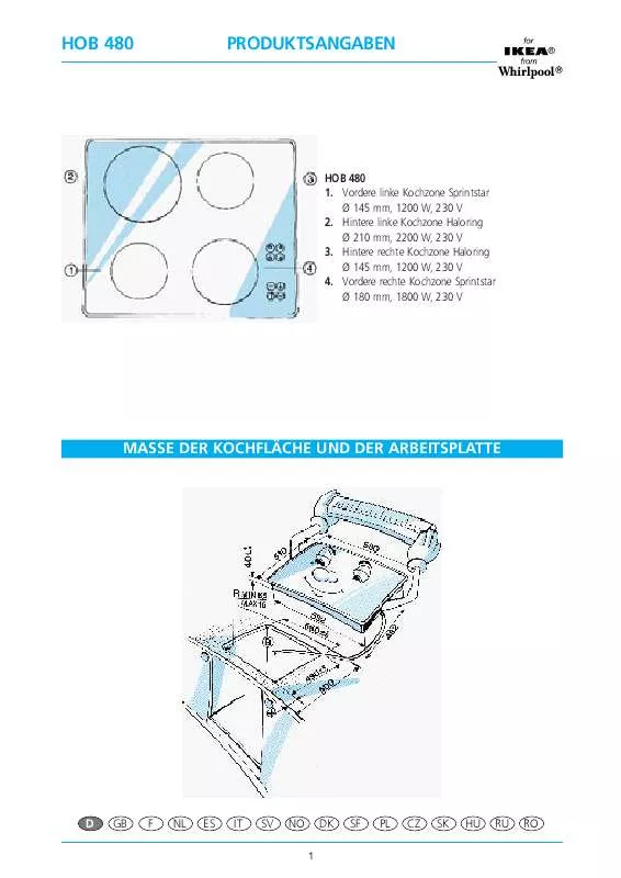 Mode d'emploi WHIRLPOOL HOB 480/S