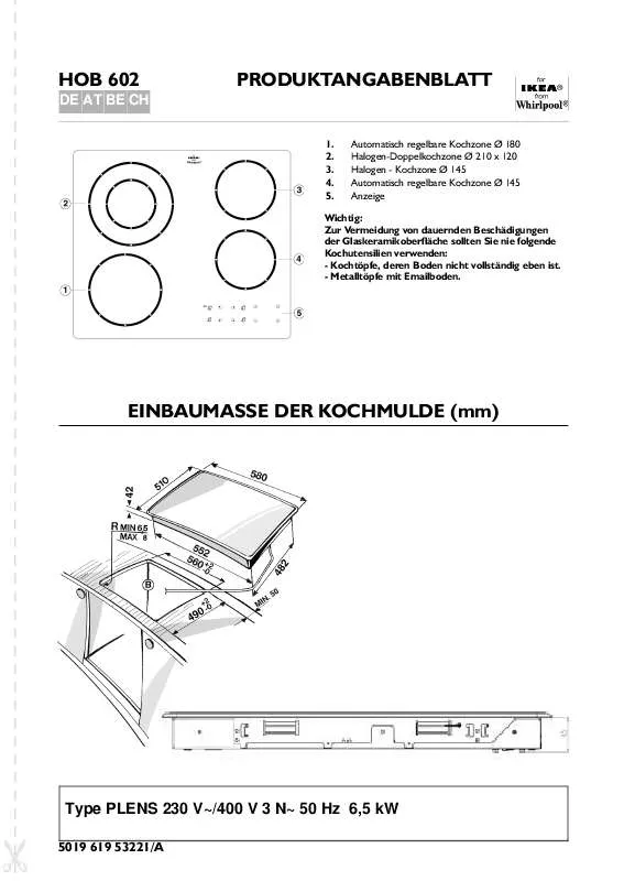 Mode d'emploi WHIRLPOOL HOB 602 S