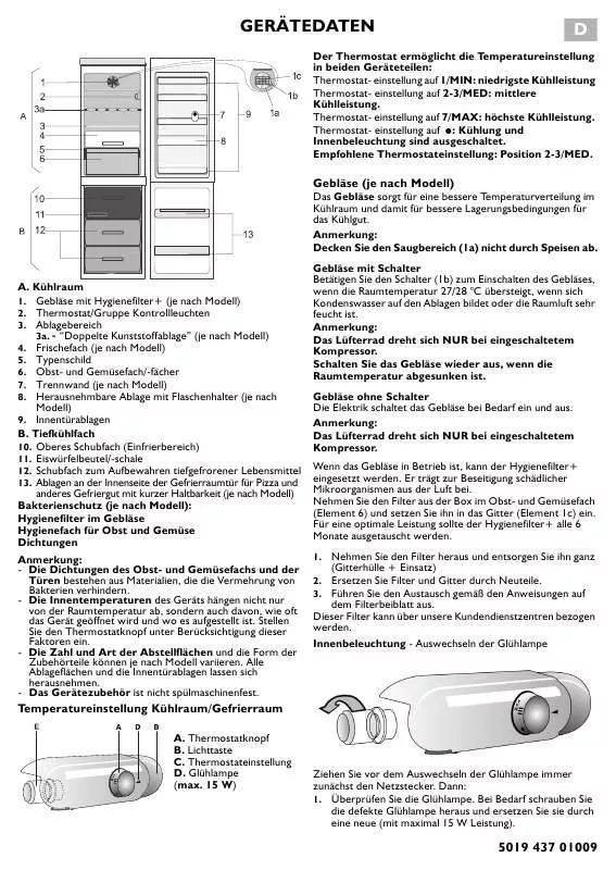 Mode d'emploi WHIRLPOOL KGA 283 OPTIMA/1 WS