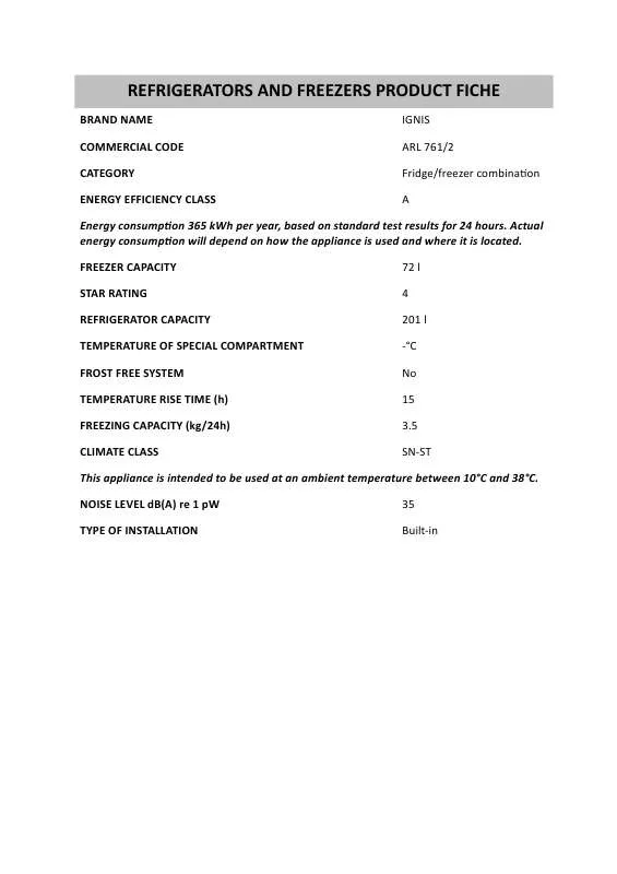 Mode d'emploi WHIRLPOOL KRIF 3121/A