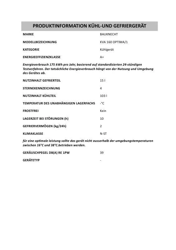 Mode d'emploi WHIRLPOOL KVA 160 OPTIMA/1