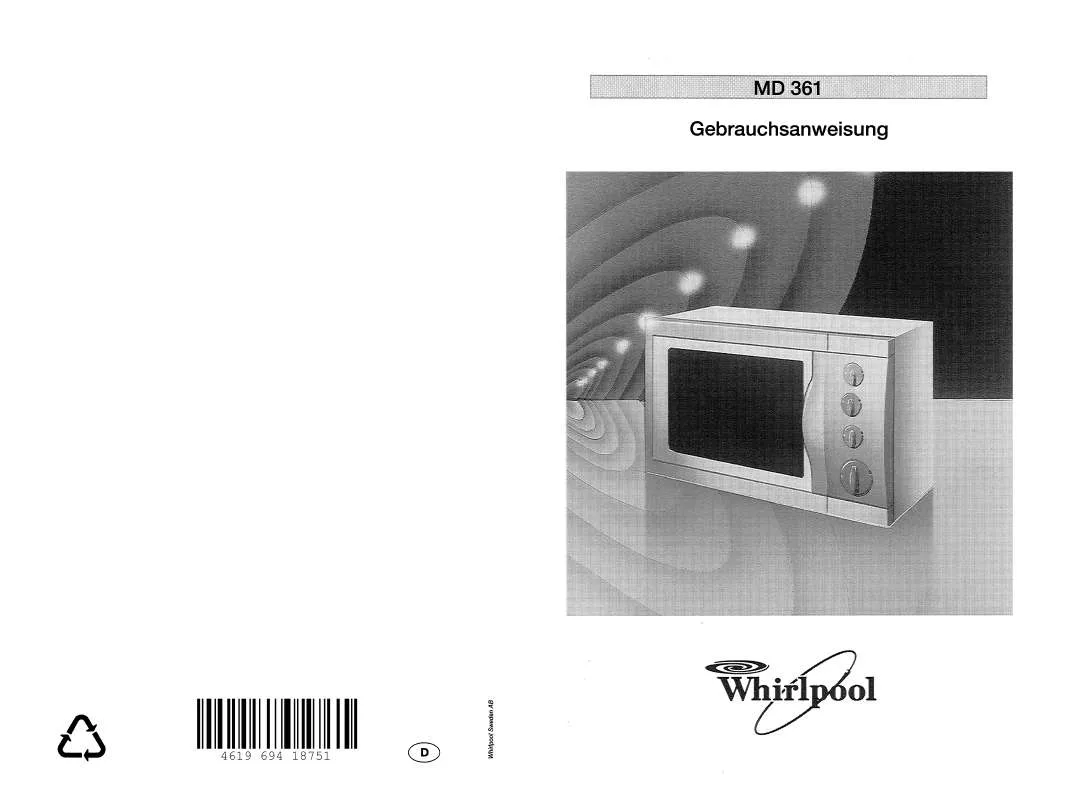 Mode d'emploi WHIRLPOOL MD 361/BL