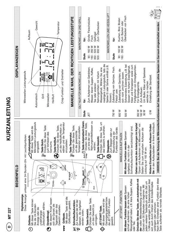 Mode d'emploi WHIRLPOOL MT 227/BLACK