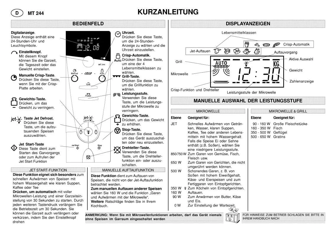 Mode d'emploi WHIRLPOOL MT 244/1/BL