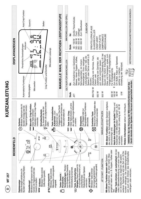 Mode d'emploi WHIRLPOOL MT 257/BL