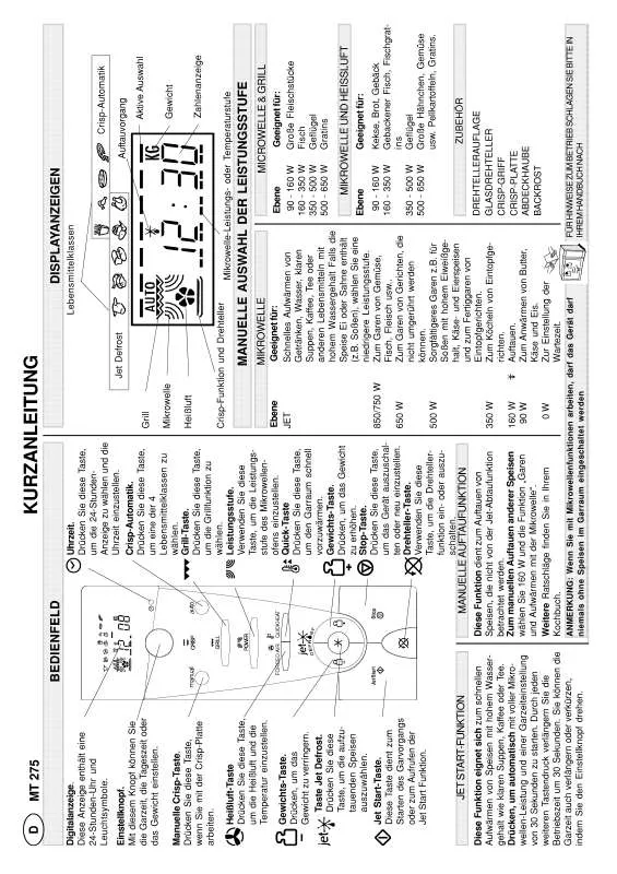 Mode d'emploi WHIRLPOOL MT 275/BL