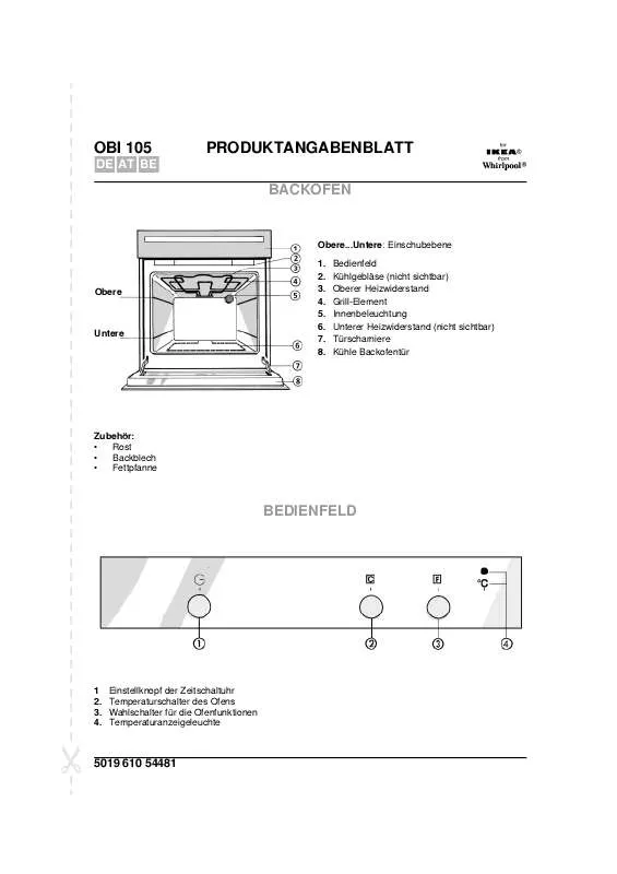 Mode d'emploi WHIRLPOOL OBI 105 W