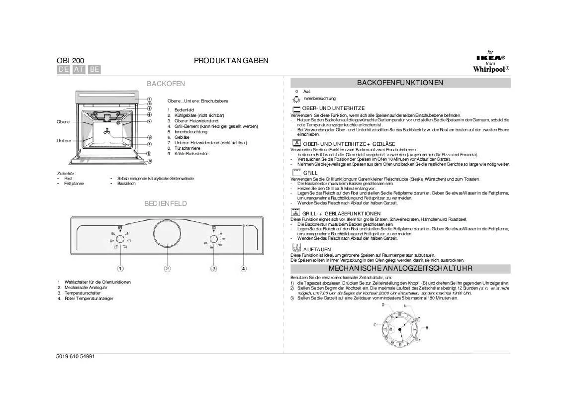 Mode d'emploi WHIRLPOOL OBI 200 AN