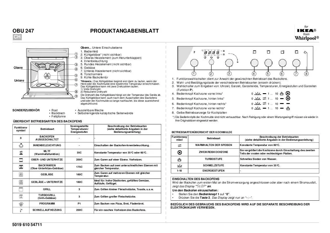 Mode d'emploi WHIRLPOOL OBU 247 S