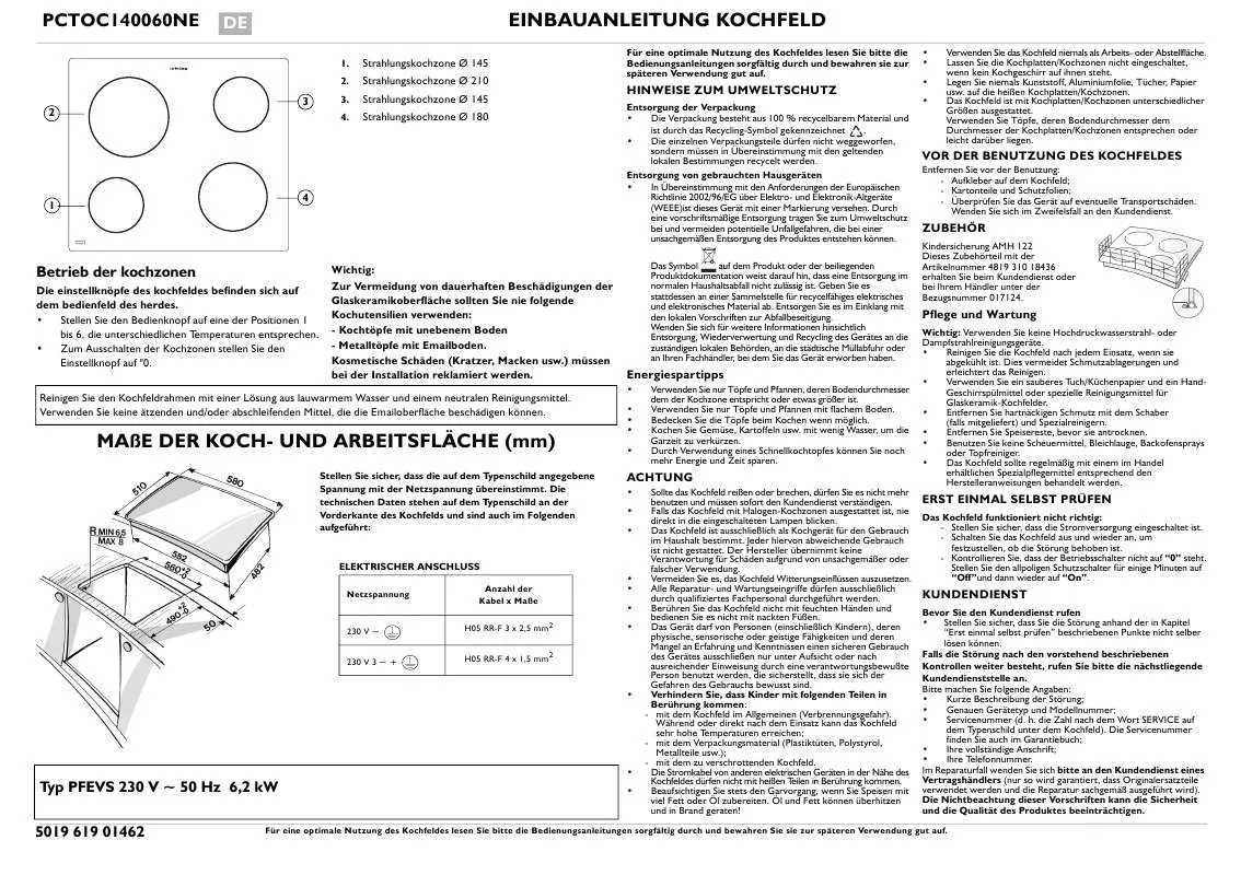 Mode d'emploi WHIRLPOOL PCTOC140060NE