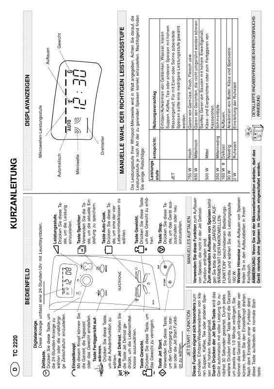 Mode d'emploi WHIRLPOOL TC 2220 / ALUMINIUM