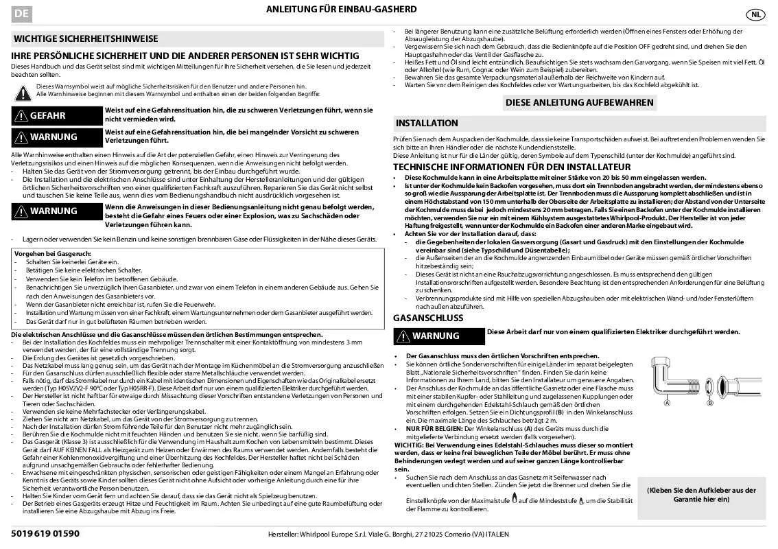 Mode d'emploi WHIRLPOOL TGW 5675 IXL