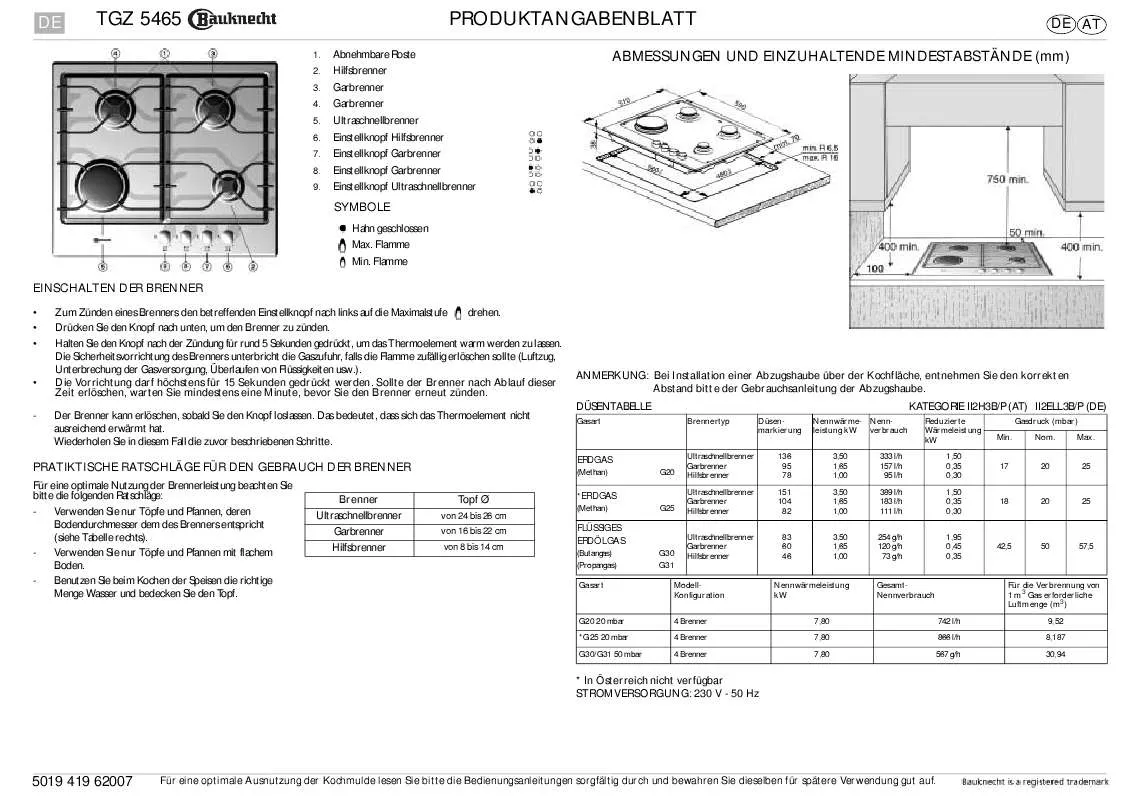 Mode d'emploi WHIRLPOOL TGZ 5465/IN/01