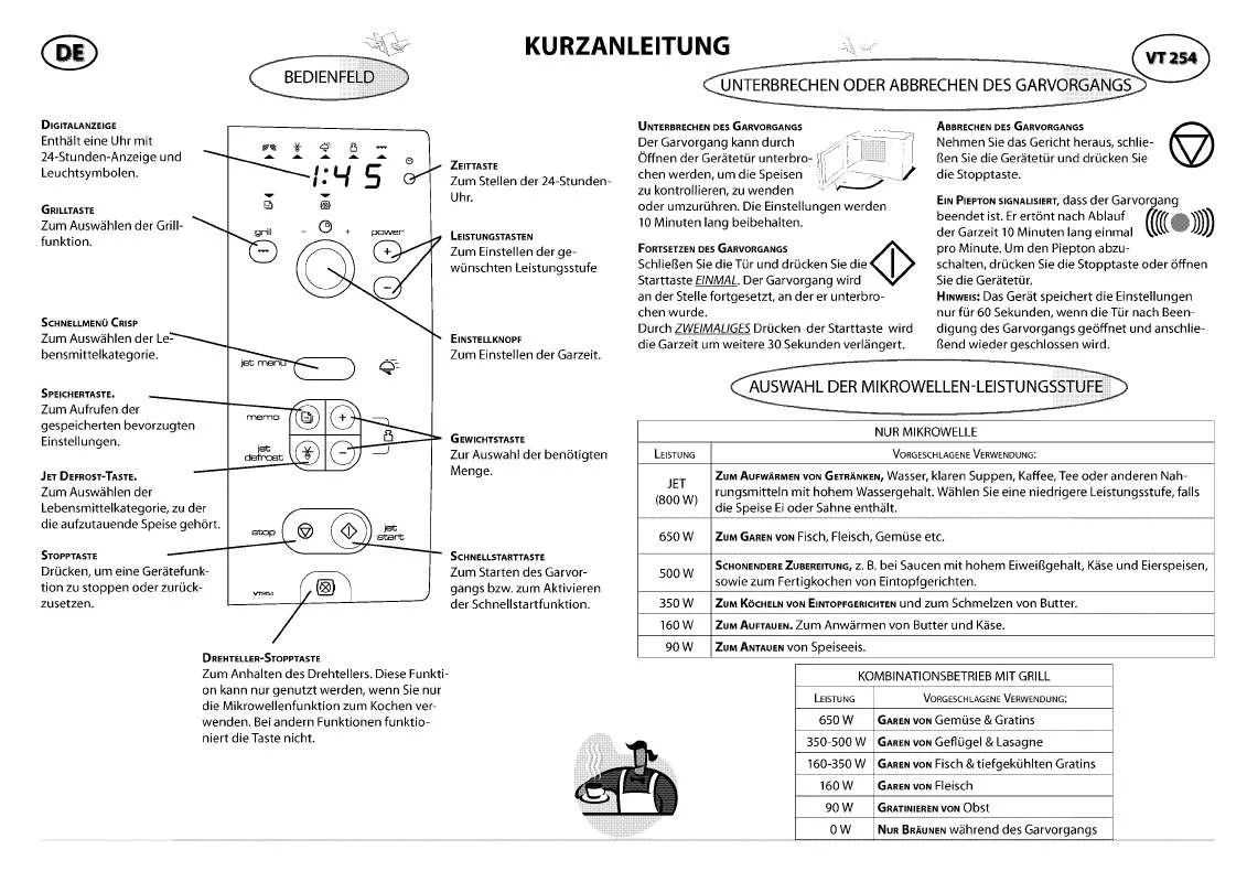 Mode d'emploi WHIRLPOOL VT 254 / WH