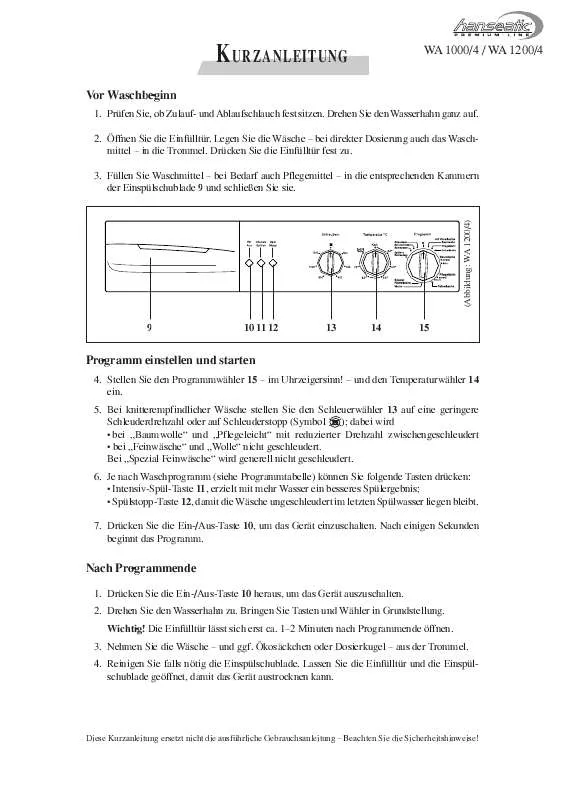 Mode d'emploi WHIRLPOOL WA 1200/4