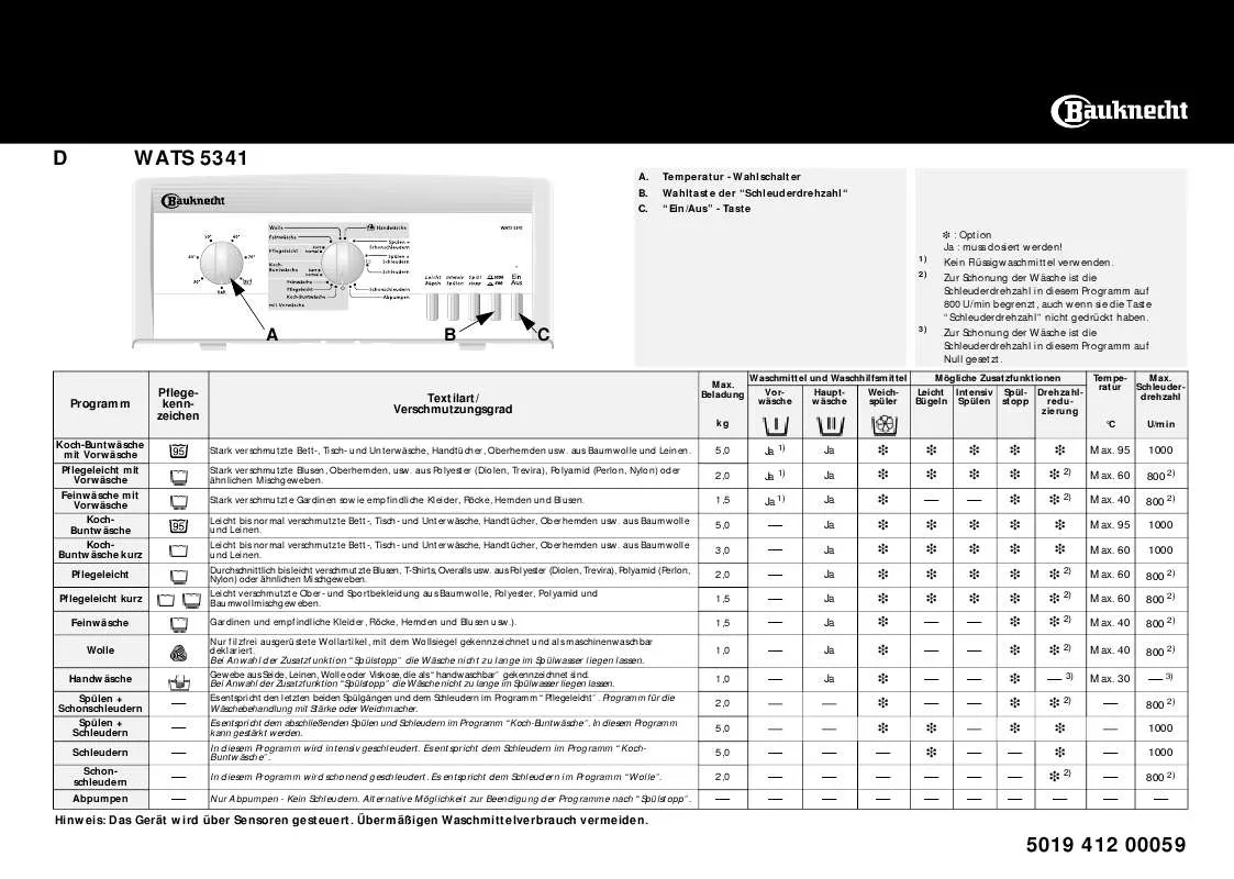 Mode d'emploi WHIRLPOOL WATS 5341