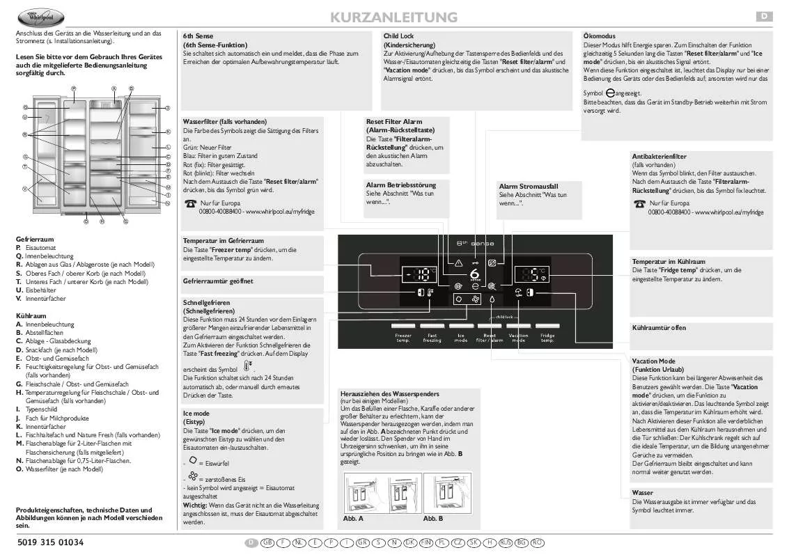 Mode d'emploi WHIRLPOOL WSG 5556 A M