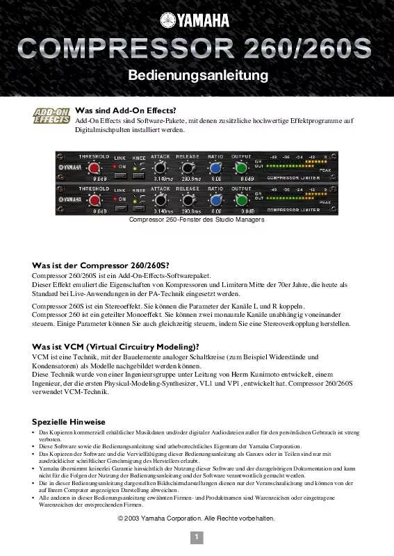 Mode d'emploi YAMAHA ADD-ON EFFECTS-AE011-