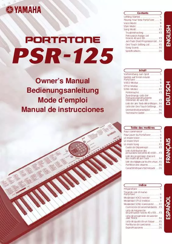 Mode d'emploi YAMAHA PSR-125