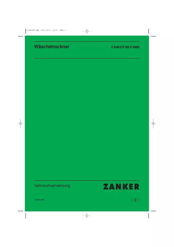 Mode d'emploi ZANKER BKX8680 (PRIVILEG)