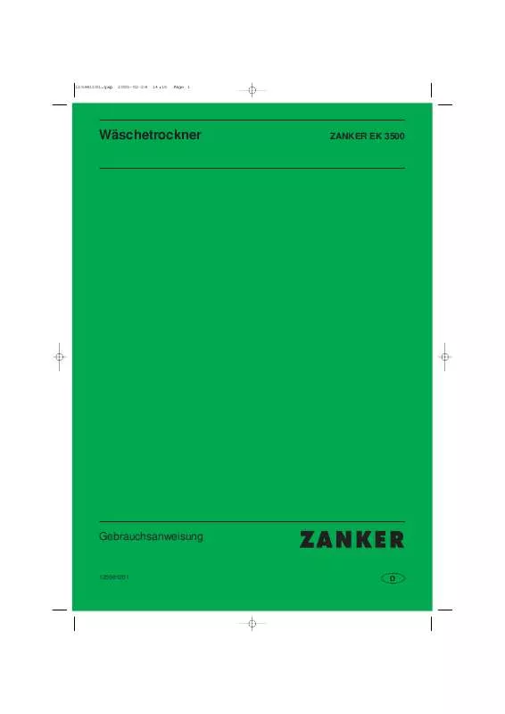 Mode d'emploi ZANKER EK3500