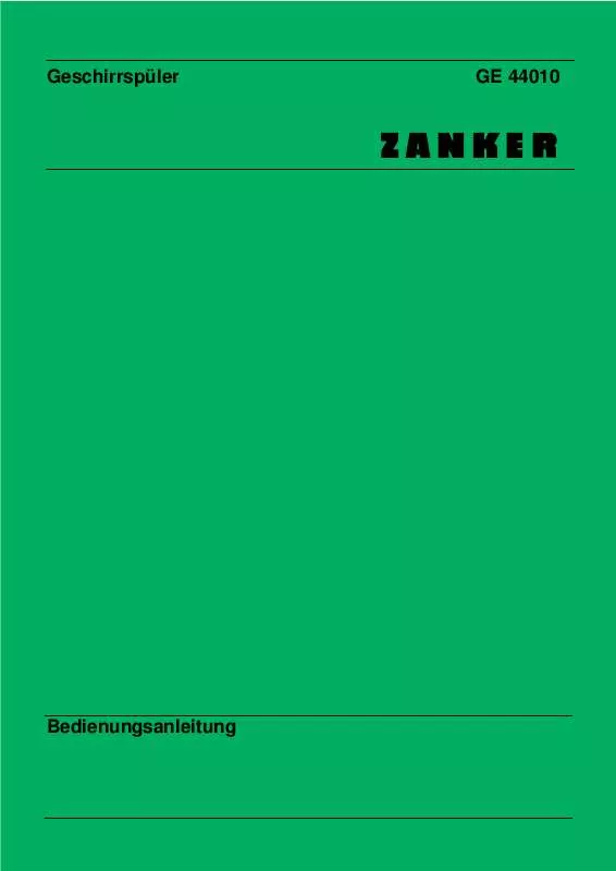 Mode d'emploi ZANKER GE44010-307/669-09