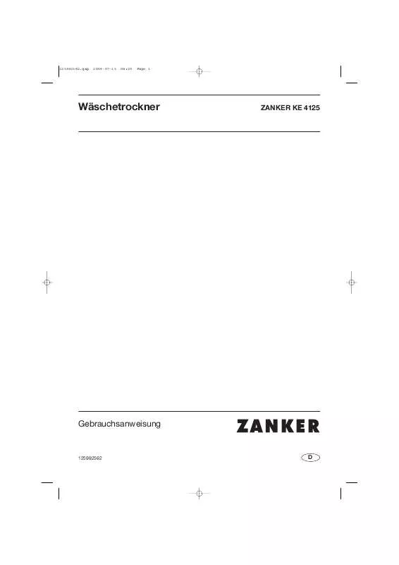 Mode d'emploi ZANKER KE4125