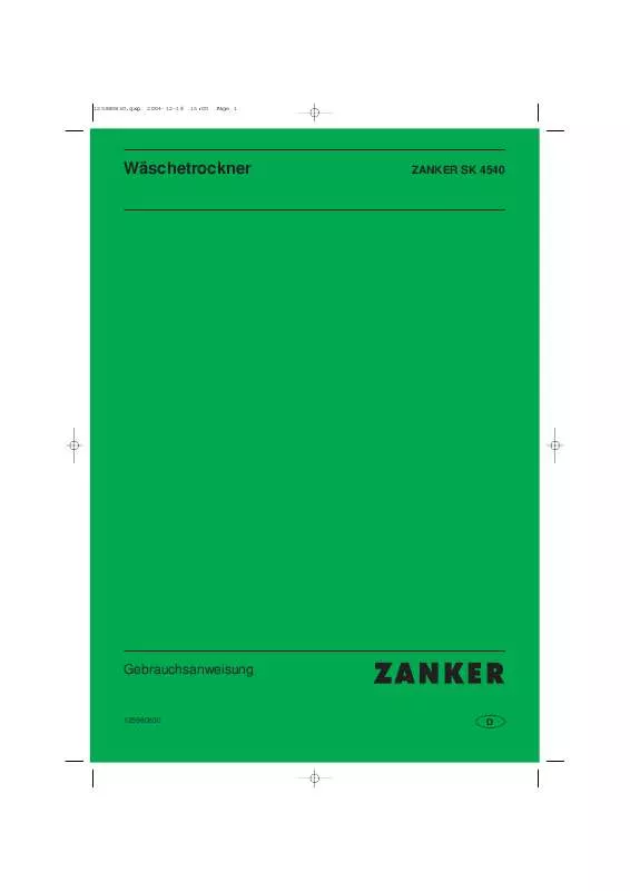 Mode d'emploi ZANKER SK4540 (PRIVILEG)