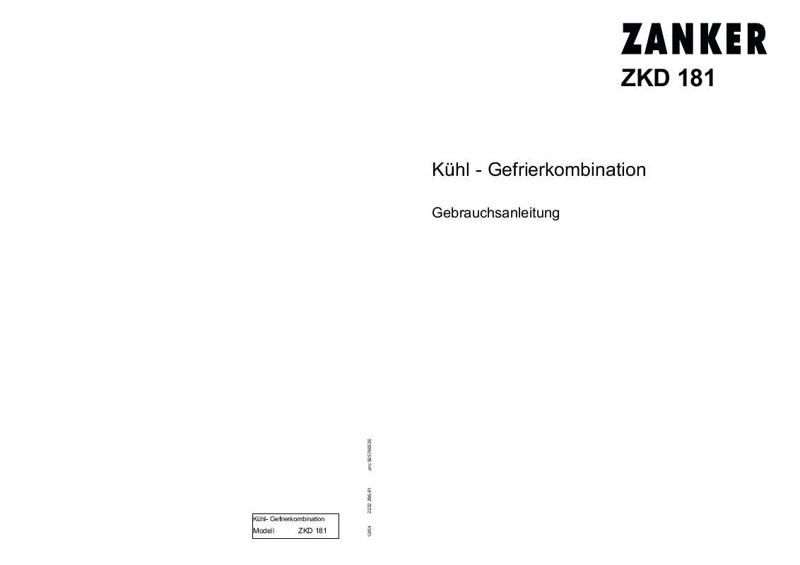 Mode d'emploi ZANKER ZKD181