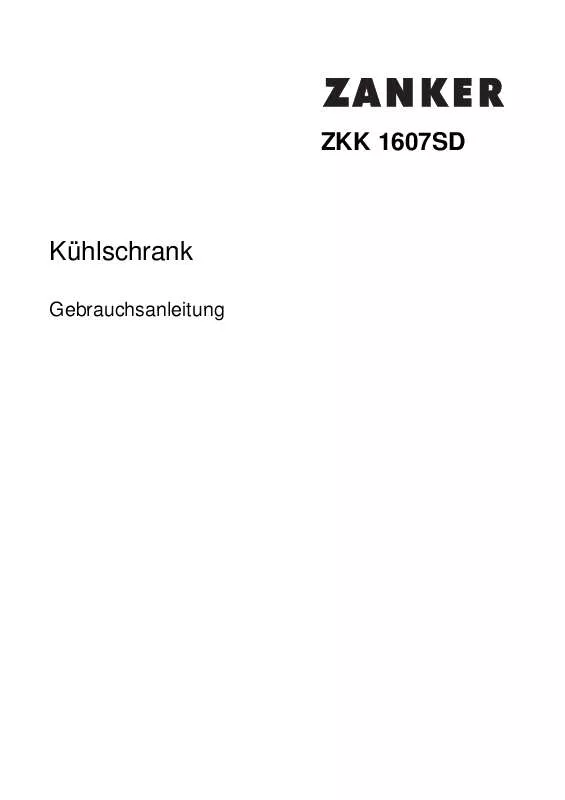 Mode d'emploi ZANKER ZKK1607SD
