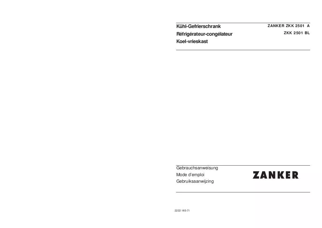 Mode d'emploi ZANKER ZKK2501A