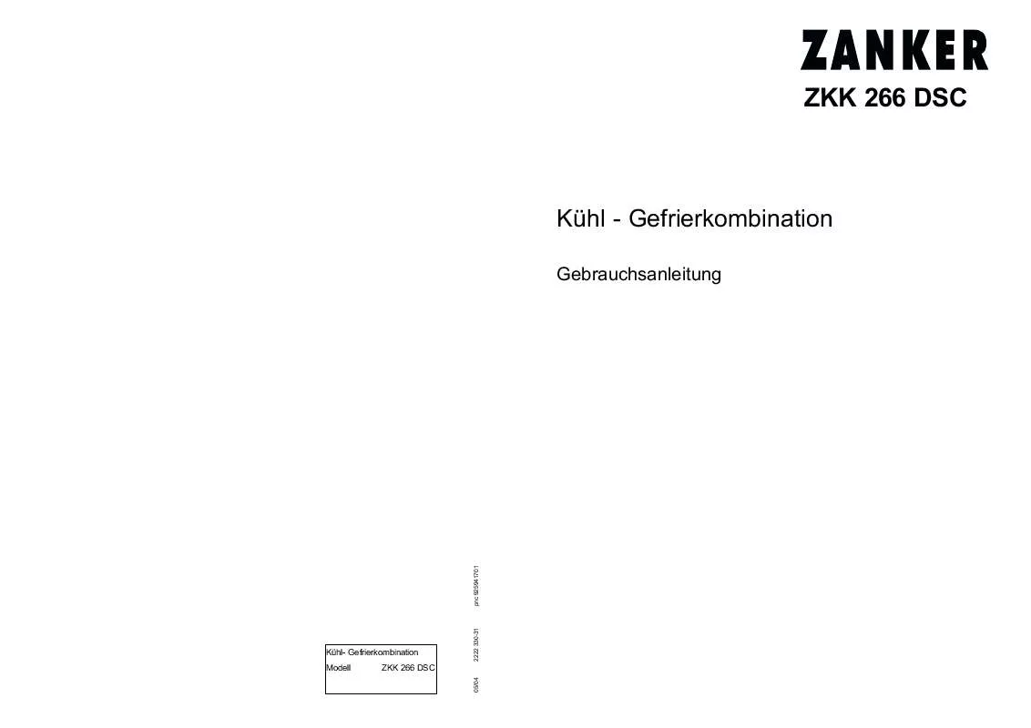 Mode d'emploi ZANKER ZKK266DSC (PRIVILEG)