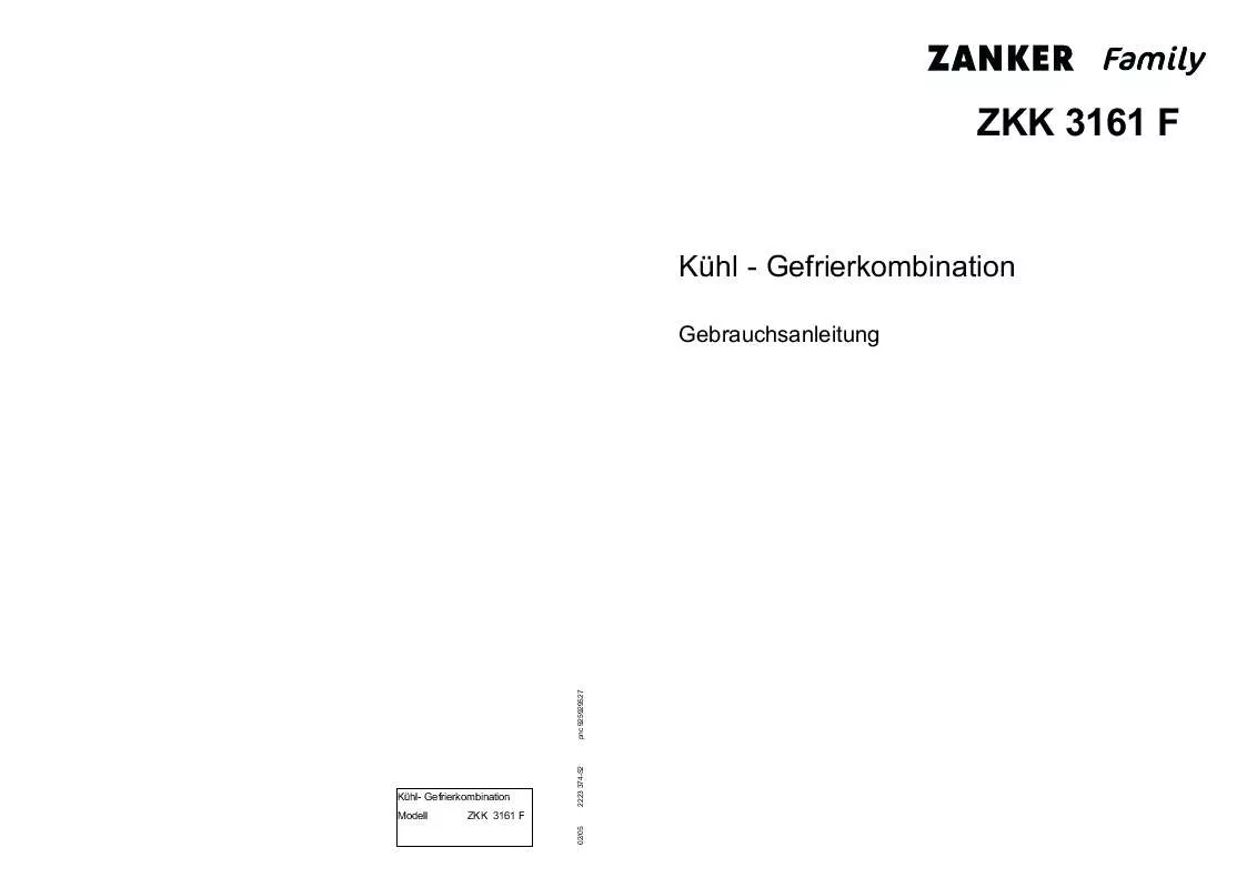 Mode d'emploi ZANKER ZKK3161F