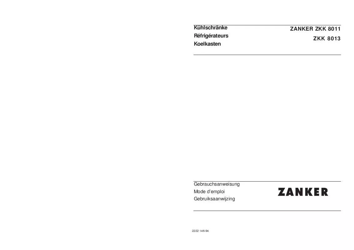 Mode d'emploi ZANKER ZKK8011