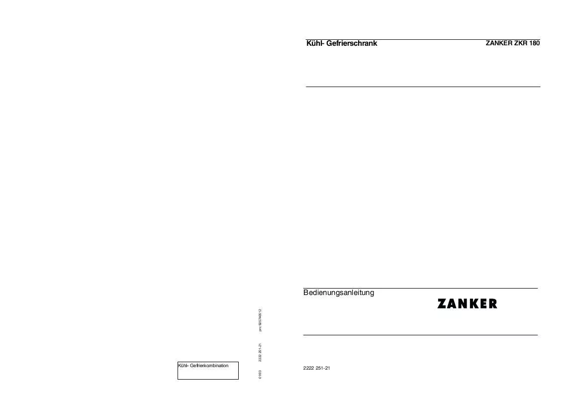 Mode d'emploi ZANKER ZKR180