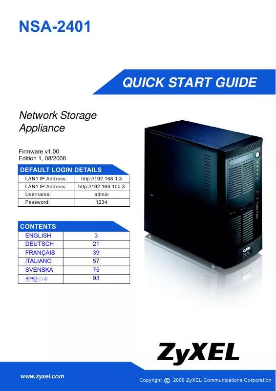 Mode d'emploi ZYXEL NSA-2401